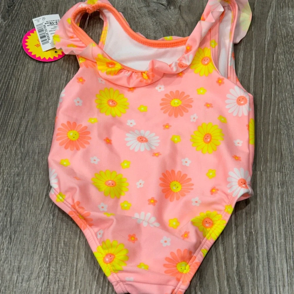 The Children’s Place Baby Girl Swimsuit 12-18 month Smile Flowers C7